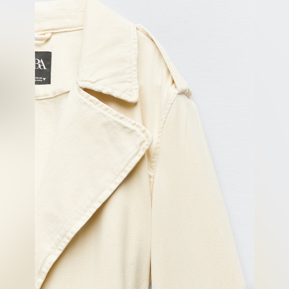 Zara BELTED COTTON TOPCOAT - Picture 7 of 11